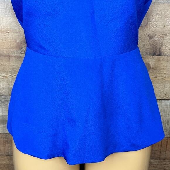 Naven Arthur Cut Out Sleeveless Cap Sleeve Zipper Back Blouse Blue Size 6 - Picture 3 of 10